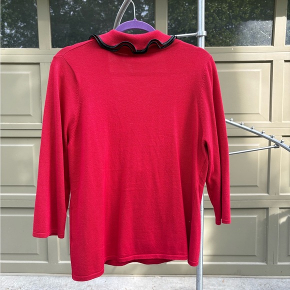 Red Ruffled Collar Top - Picture 6 of 7